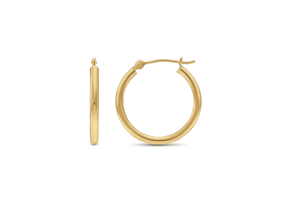 14k Yellow Gold Classic Shiny Polished Round Hoop Earrings