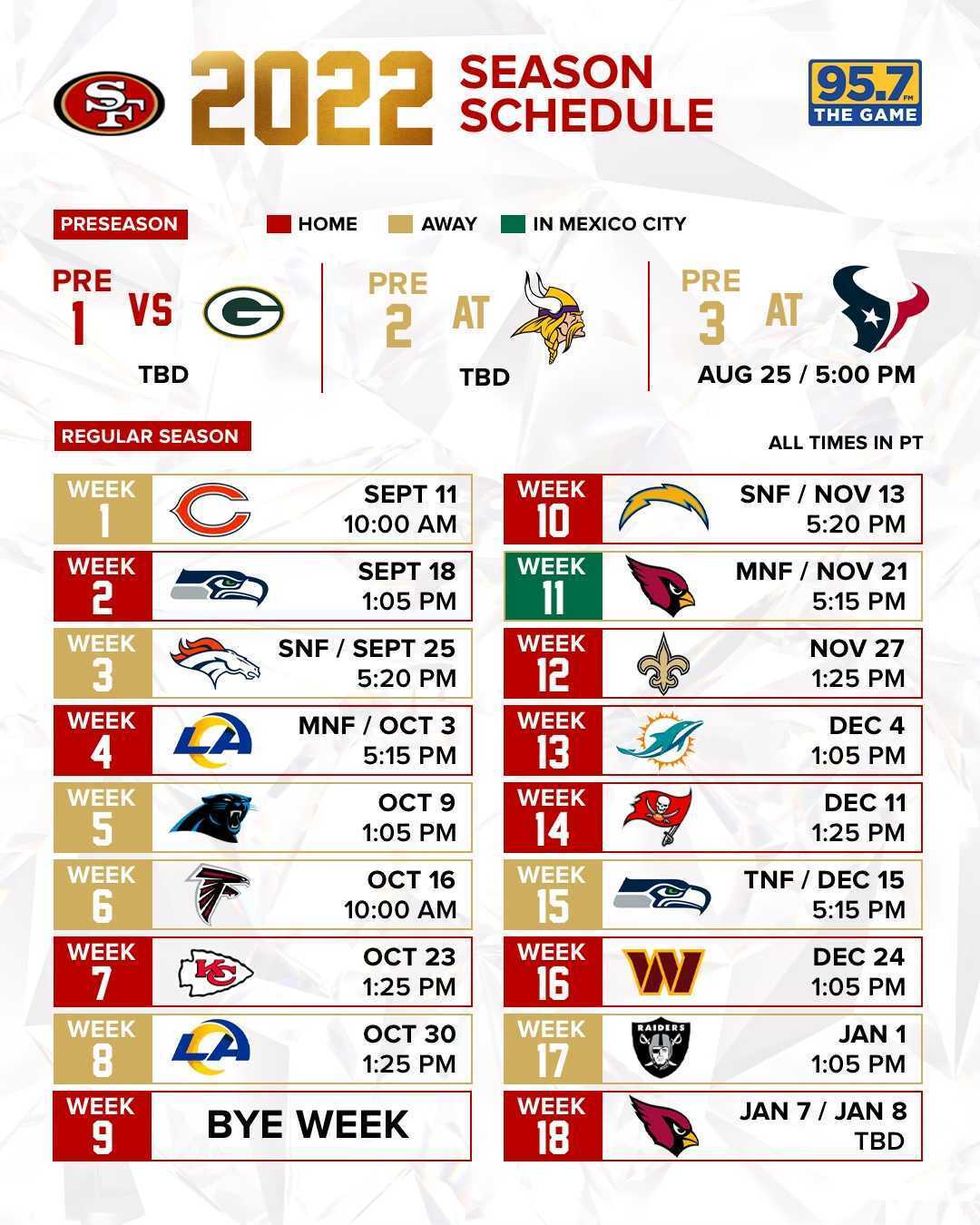 2022 49ers schedule