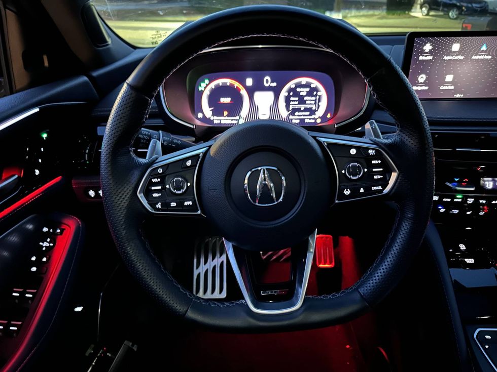 2022 Acura MDX Type S steering wheel and dashboard