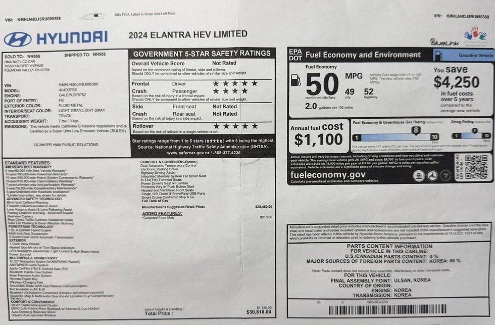 2024 Hyundai Elantra Hybrid
