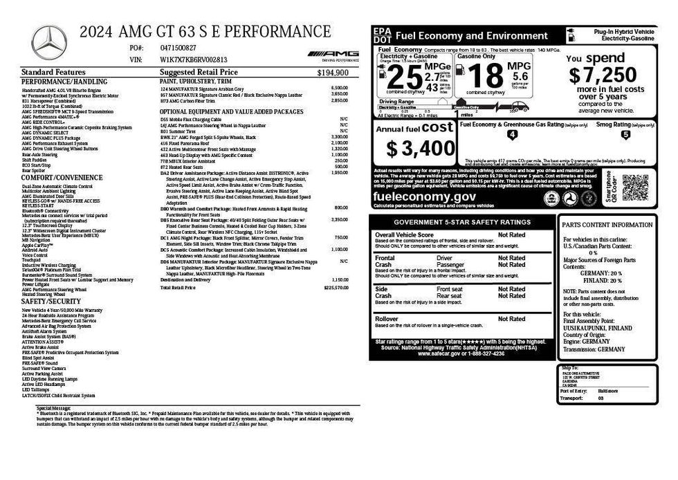 2024 Mercedes-Benz AMG GT 63 S E Performance moroney