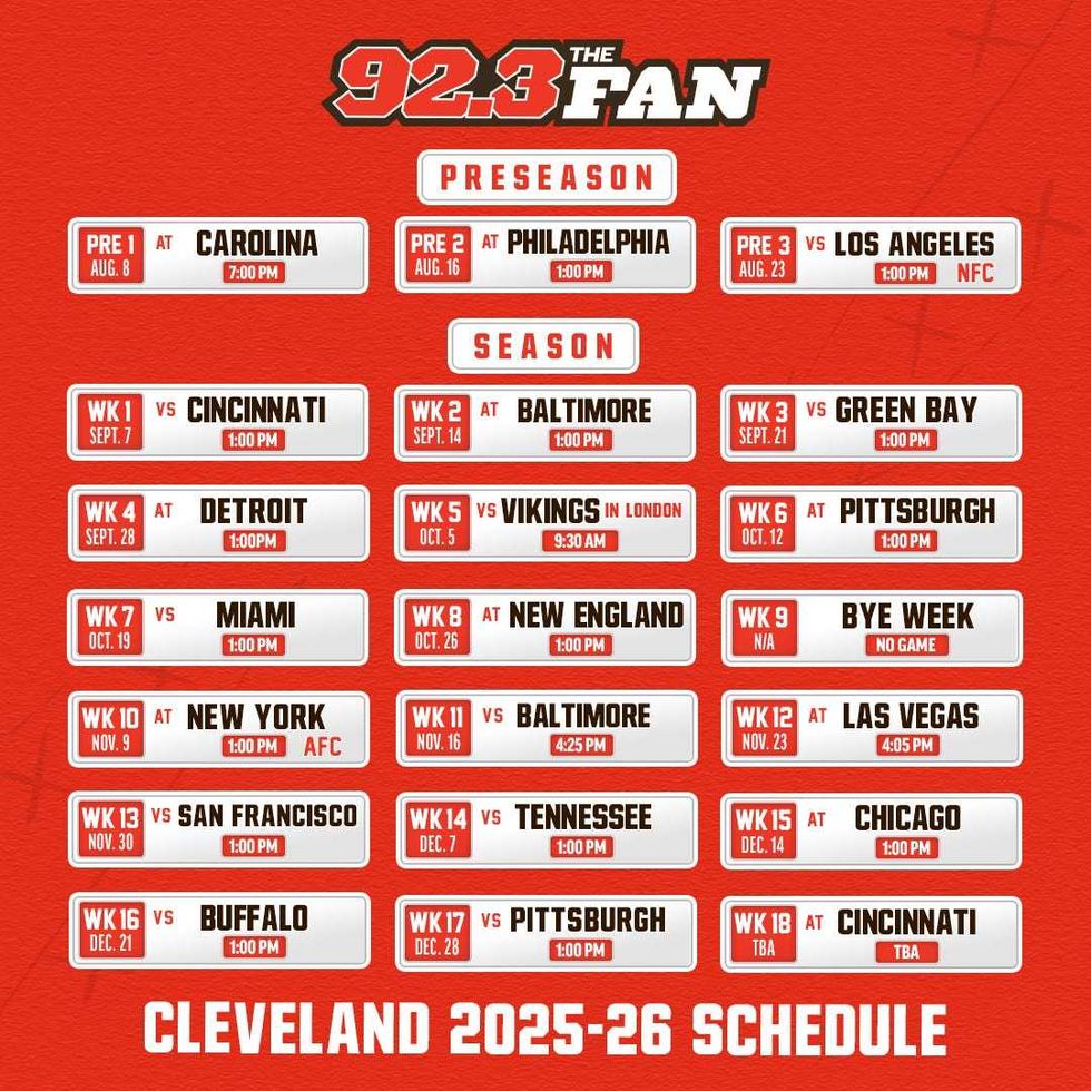 2025 Browns Schedule