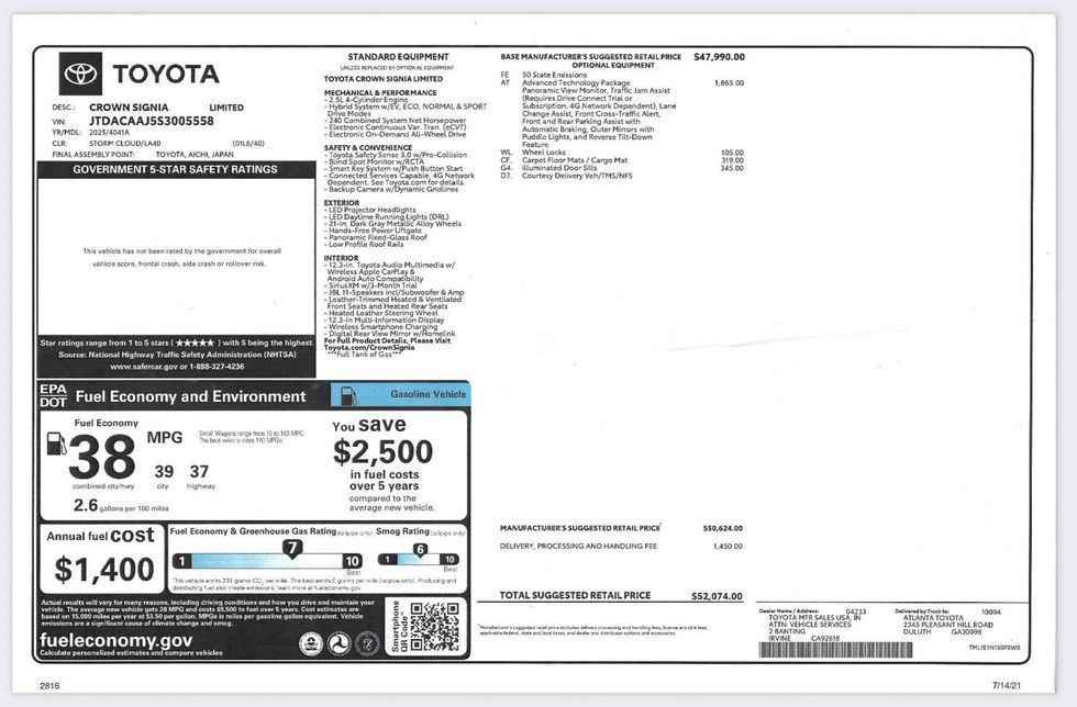 2025 Toyota Crown Signia Limited