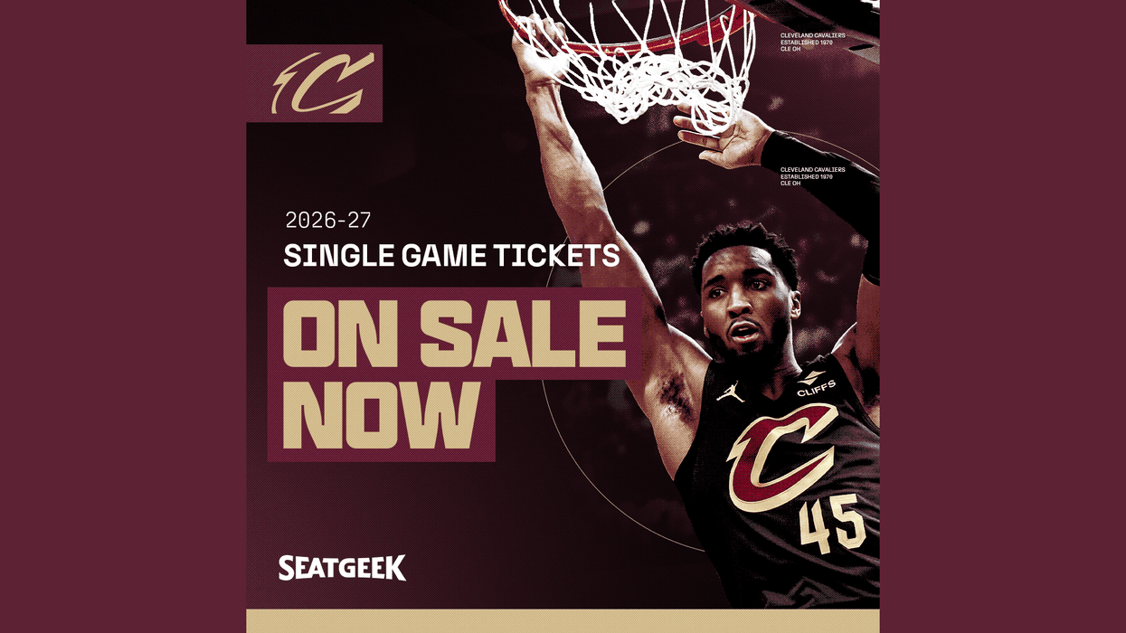 2026-27 Cleveland Cavaliers single game tickets on sale now. Donovan Mitchell dunking.