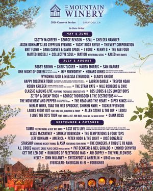 Mountain Winery 2026 Concert Series