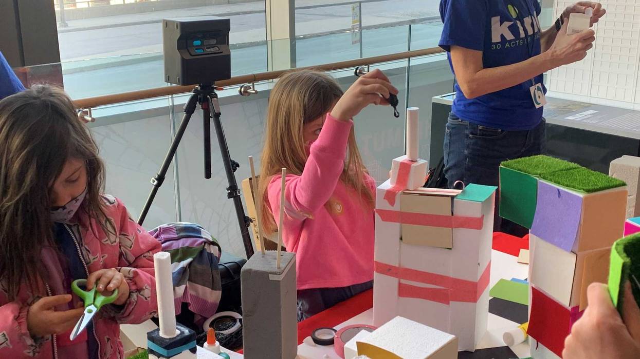 300 students construct skyscrapers from recycled materials for Girls Build event at Chicago Architecture Center