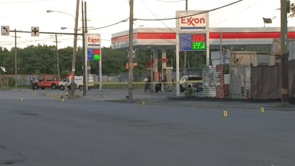 48 rounds were fired at this Exxon station in SW Philadelphia, say police