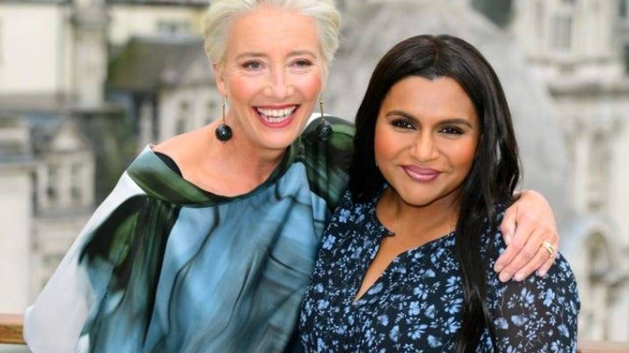 5/17/2019 - Emma Thompson (left) and Mindy Kaling during the Late Night photocall held at the Corinthia Hotel, London.