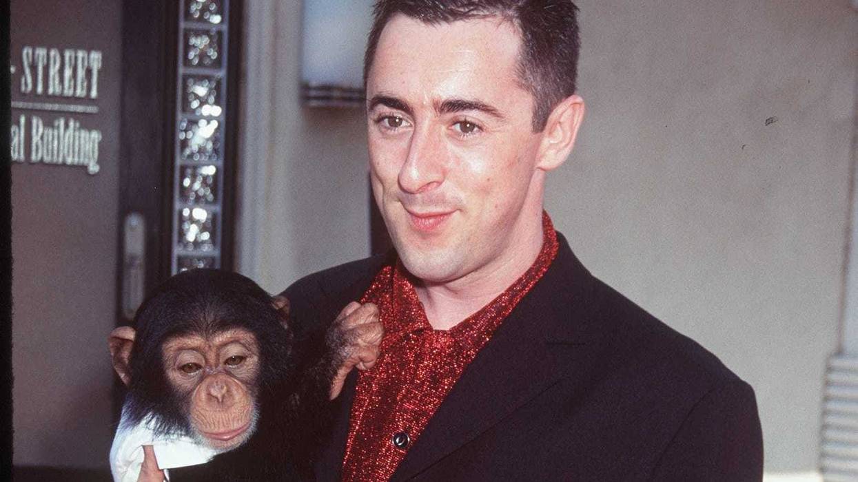 5/31/97 Los Angeles, Ca Alan Cumming and chimp "Casey" at the premiere of the new movie "Buddy".