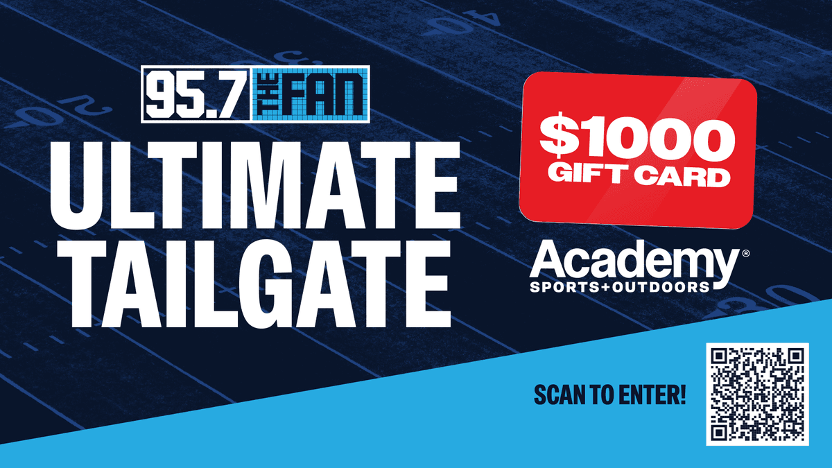 95.7 The Fan Ultimate Tailgate: Win a $1000 Academy Sports+Outdoors gift card! Scan to enter.