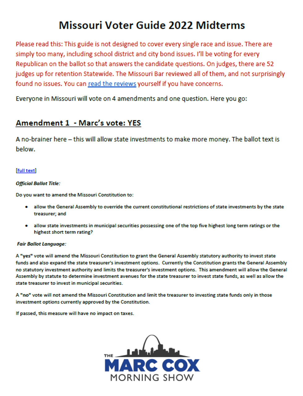 97.1 FM Talk and Marc Cox of The Marc Cox Morning Show 2022 Midterm Election Voter