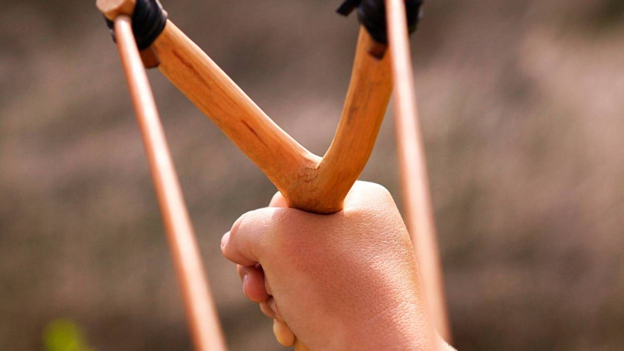 A 13-year-old boy stopped another teen from adducting his younger sister in Northern Michigan by fighting the suspect off with a slingshot on Wednesday, state police said.
