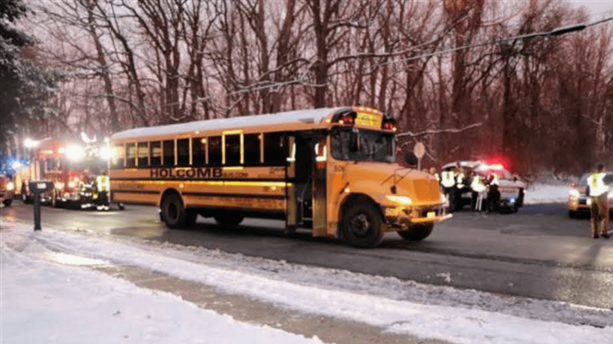 A 15-year-old girl was hit by a car while crossing the street to board a school bus in Gloucester Township.