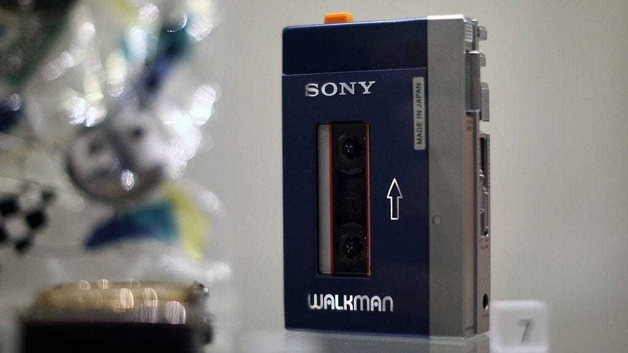 A 1980 Sony Walkman 'Stowaway TPS-L2' is pictured during a press preview for the Victoria and Albert Museum's new Toshiba Gallery of Japanese Art on November 2, 2015 in London, England.