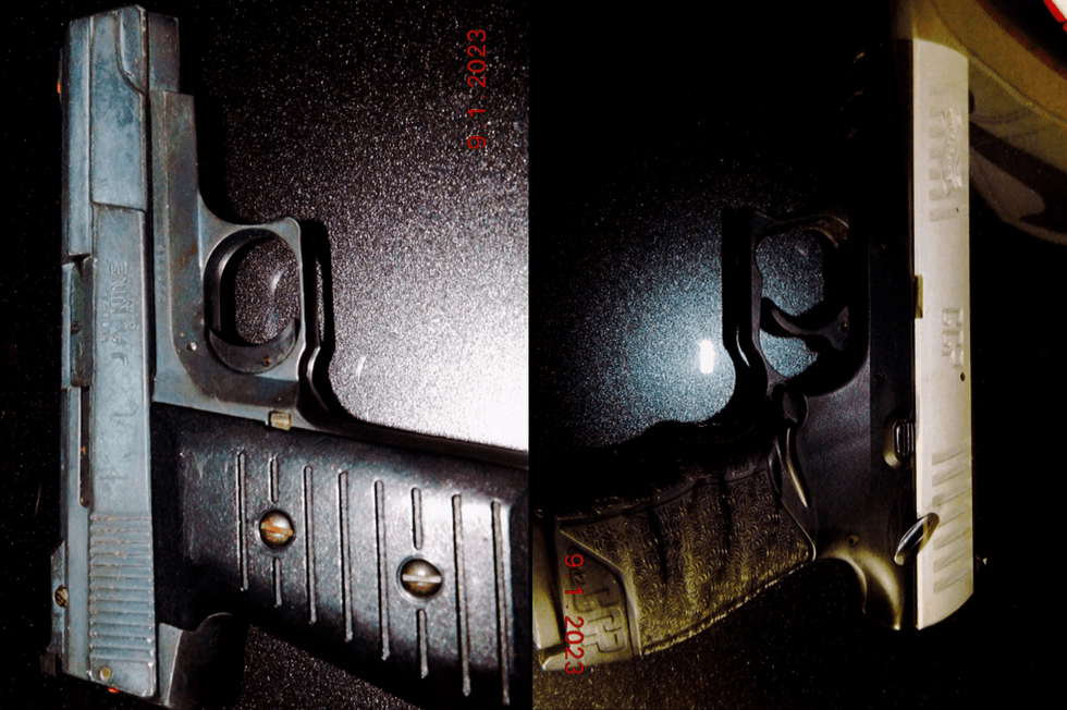 A 2-year-old child was sitting next to these two loaded guns in the vehicle, prosecutors said