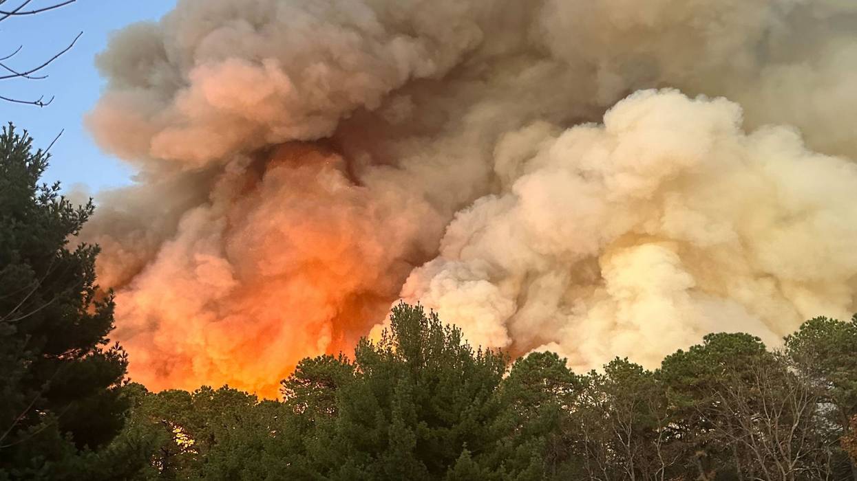 A 300-acre wildfire burns near Burlington and Camden counties on Nov. 7, 2024.