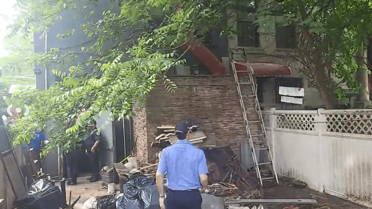 A 43-year-old man was killed by a collapsing shed while working in Brooklyn Thursday morning.