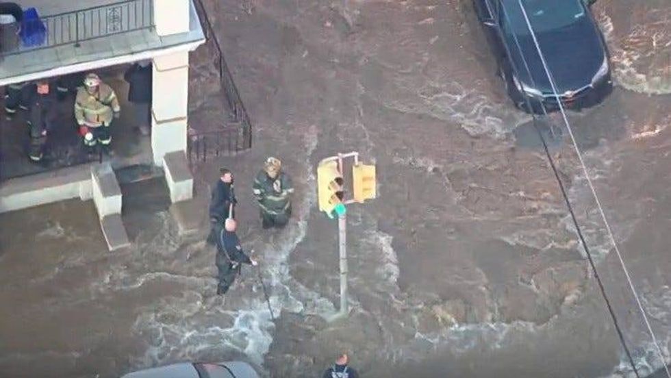 A 48-inch water main burst near 56th Street and Springfield Avenue in Southwest Philadelphia on Wednesday morning.