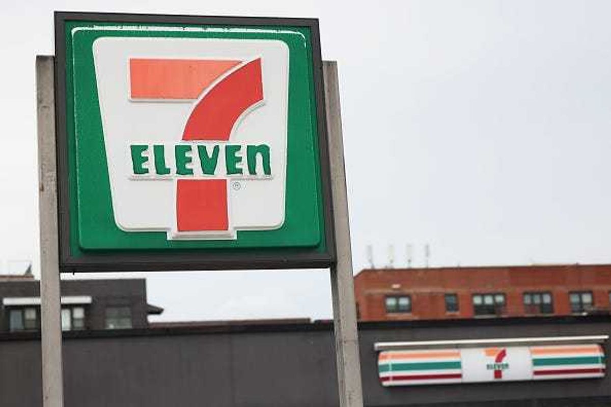 A 7-Eleven signage is seen at a store on Ocean Parkway on December 05, 2023 in the Prospect Park South neighborhood of the Brooklyn borough in New York City.