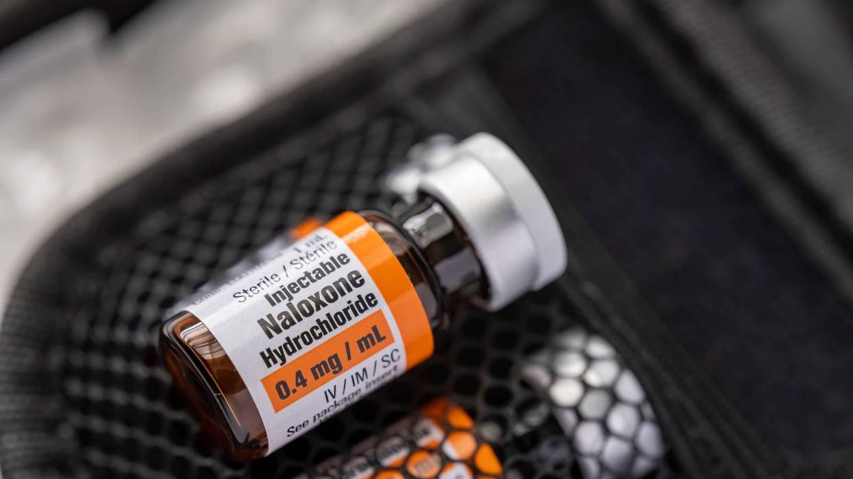 A a few Naloxone vials inside a kit stock photo