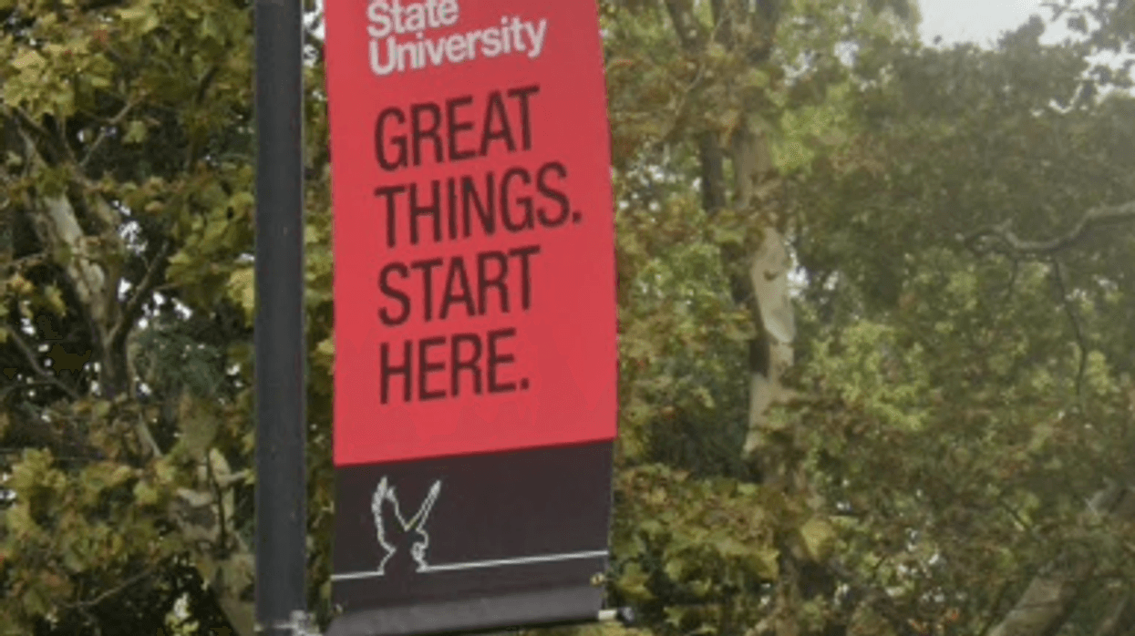 A banner at Montclair State University