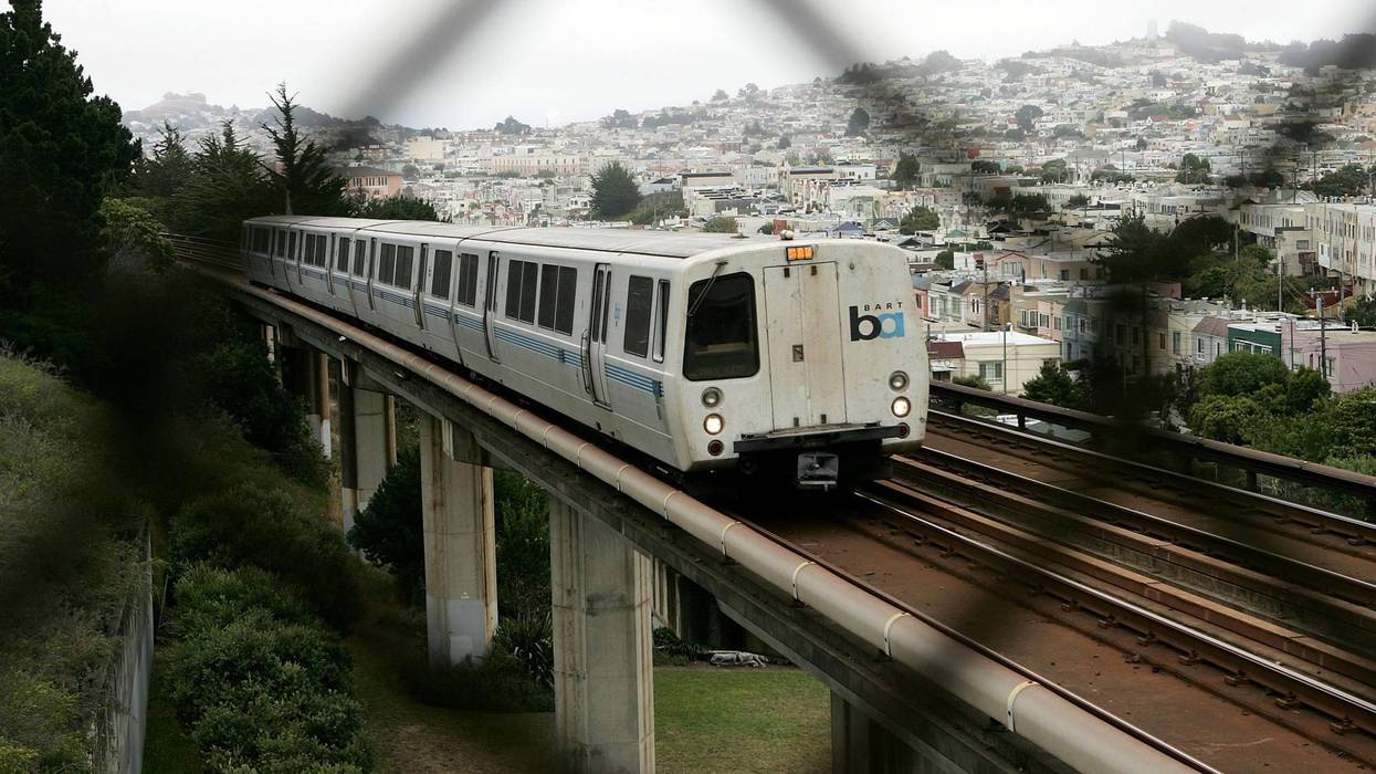 A BART train is seen in San Francisco on July 5, 2005.
