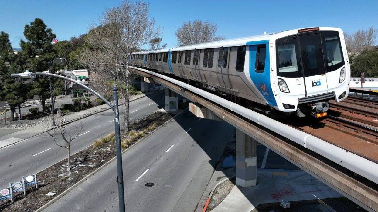 A Bay Area Rapid Transit (BART) train approaches the El Cerrito Plaza station on March 15, 2023 in El Cerrito, California.