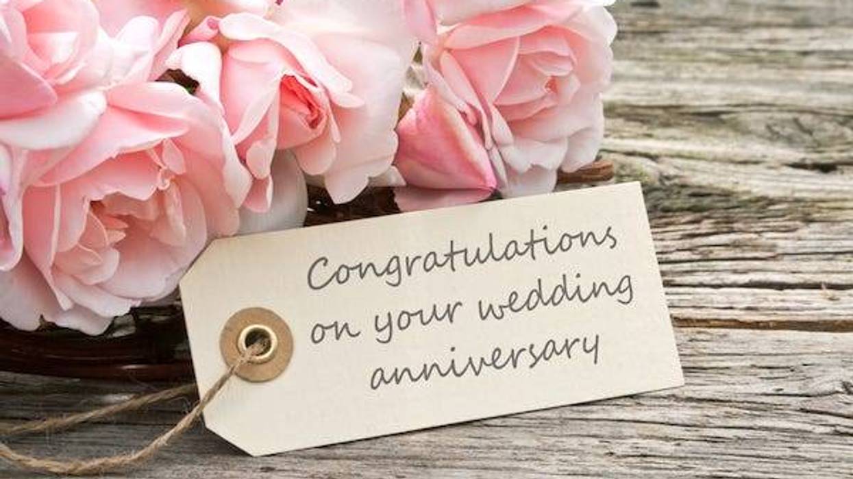 A bouquet of pink flowers for a wedding anniversary