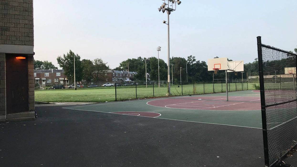 A boy was injured by an explosive device in this playground.