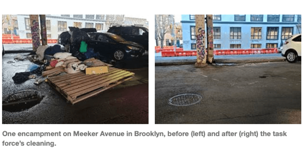 A Brooklyn encampment before and after the task force