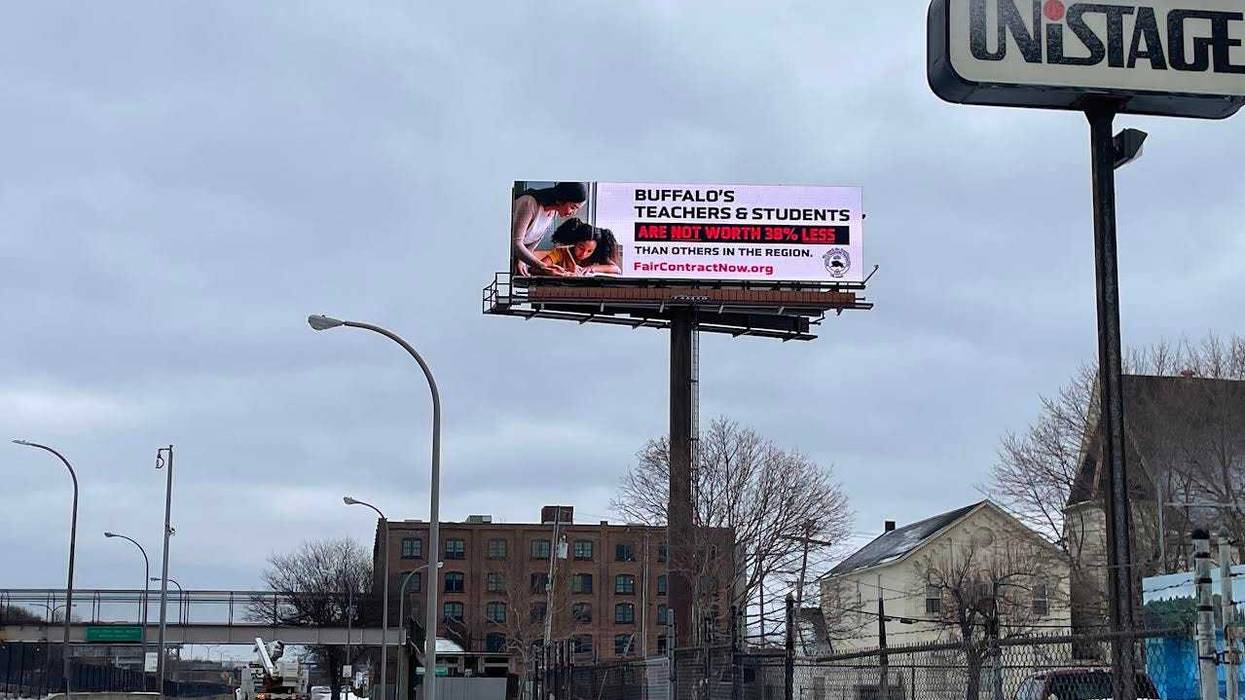 A Buffalo Teachers Federation's billboard near Michigan Ave in Buffalo, NY. (1/26/2023)