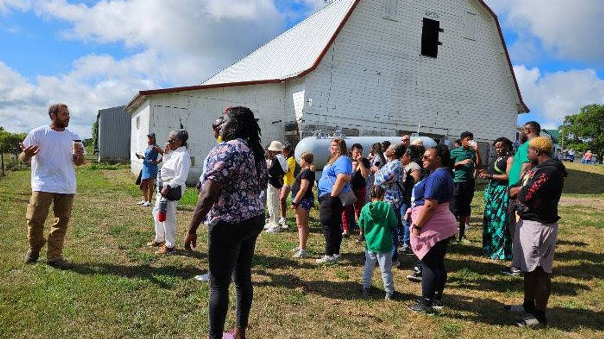 A busload of folks from the Twin Cities got up with the chickens to take a Sunday drive and learn first hand where their breakfast comes from.