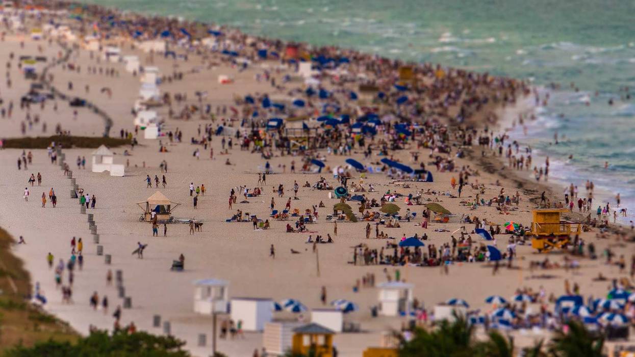 A busy Miami Beach over spring break.