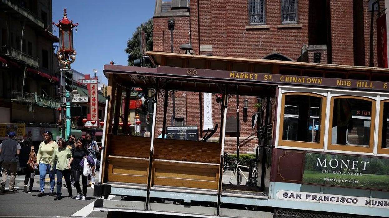 A Cable Car sits idle during a citywide power outage on April 21, 2017 in San Francisco, California.