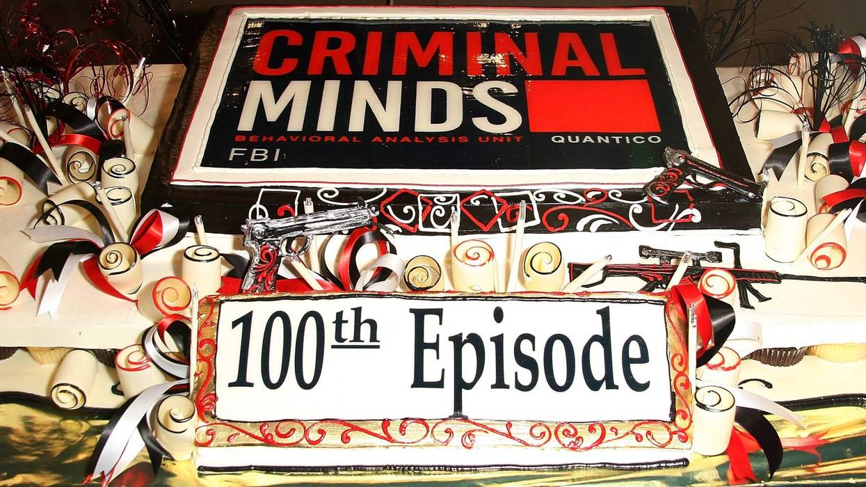 A cake on display during the 100th episode celebration for the television show "Criminal Minds" on October 19, 2009 in Los Angeles, California.