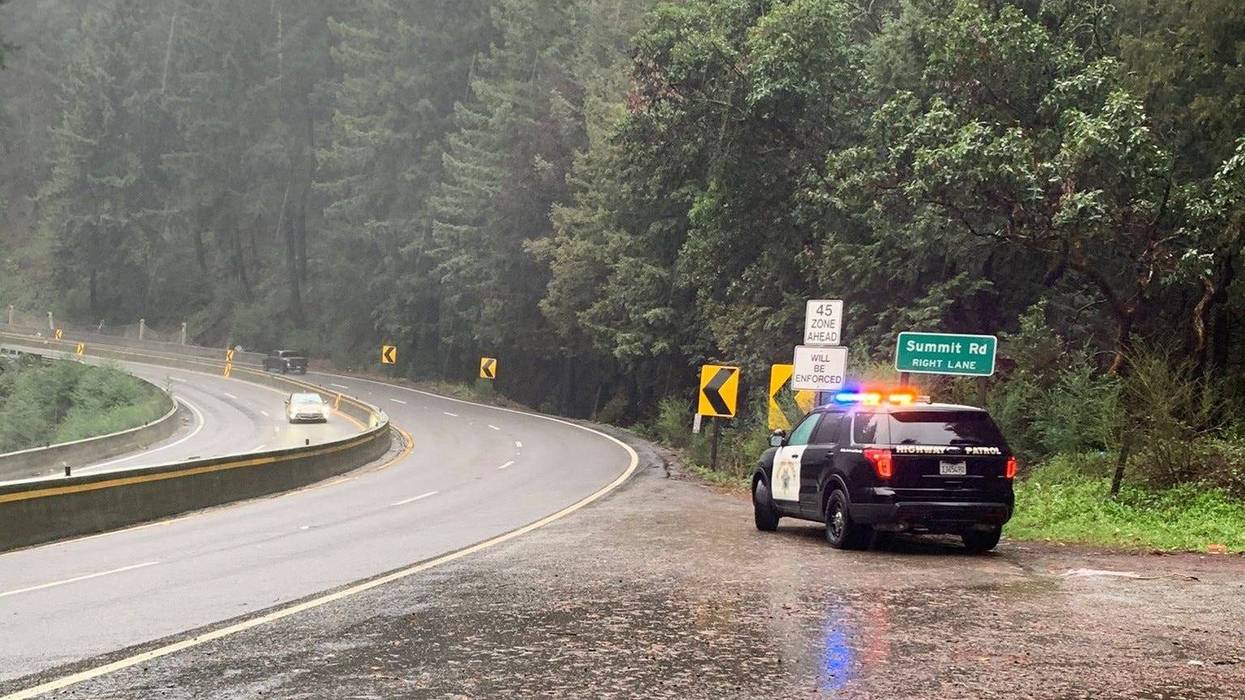 A California Highway Patrol officer in San Jose has been injured after a tree fell on him while he was responding to the scene of a car accident.