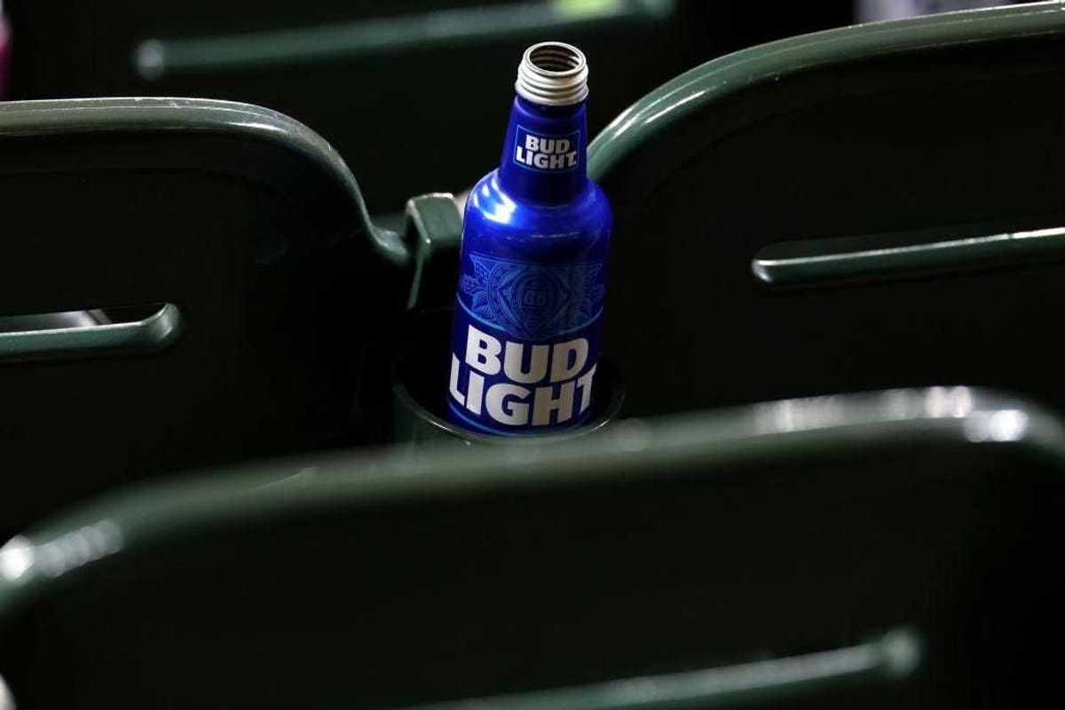 A can of Bud Light sits in a cup holder in the stands during the Baltimore Orioles and Cincinnati Reds game at Oriole Park at Camden Yards on June 28, 2023 in Baltimore, Maryland. (Photo by Rob Carr/Getty Images)