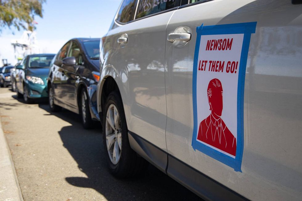 A car caravan made its way through the Bay Area on Sunday to demand the early release of elderly prisoners.