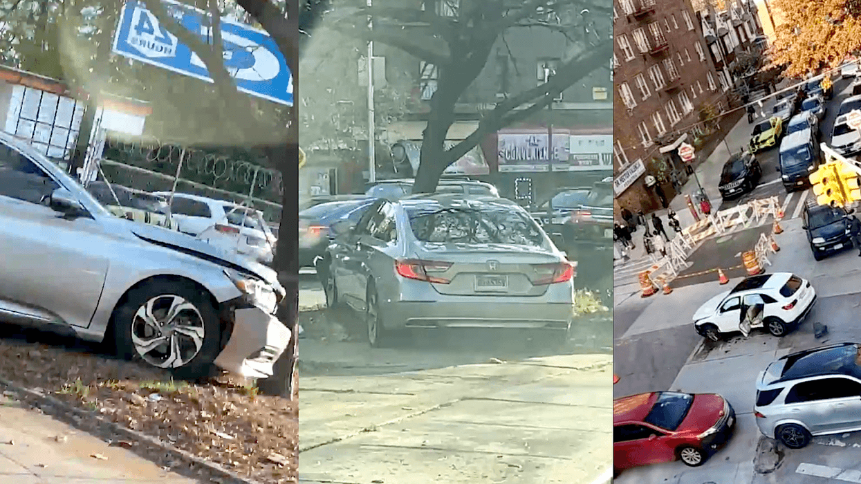 A carjacker ran over a bicyclist with a stolen Honda before crashing into a tree in the Kingsbridge Heights section on Thursday afternoon