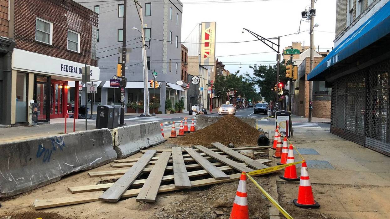 A chasm opened up on South Street between 5th and 6th streets, where a water main broke on Wednesday morning.