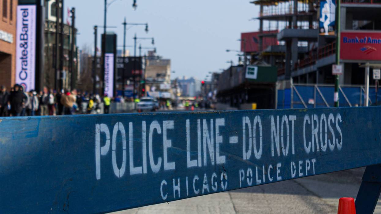 A Chicago police barricade