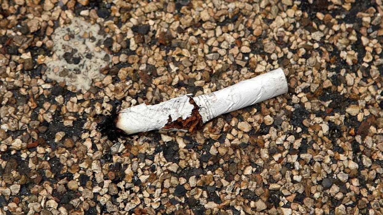 A cigarette butt is seen in Times Square May 23, 2011 in New York City.
