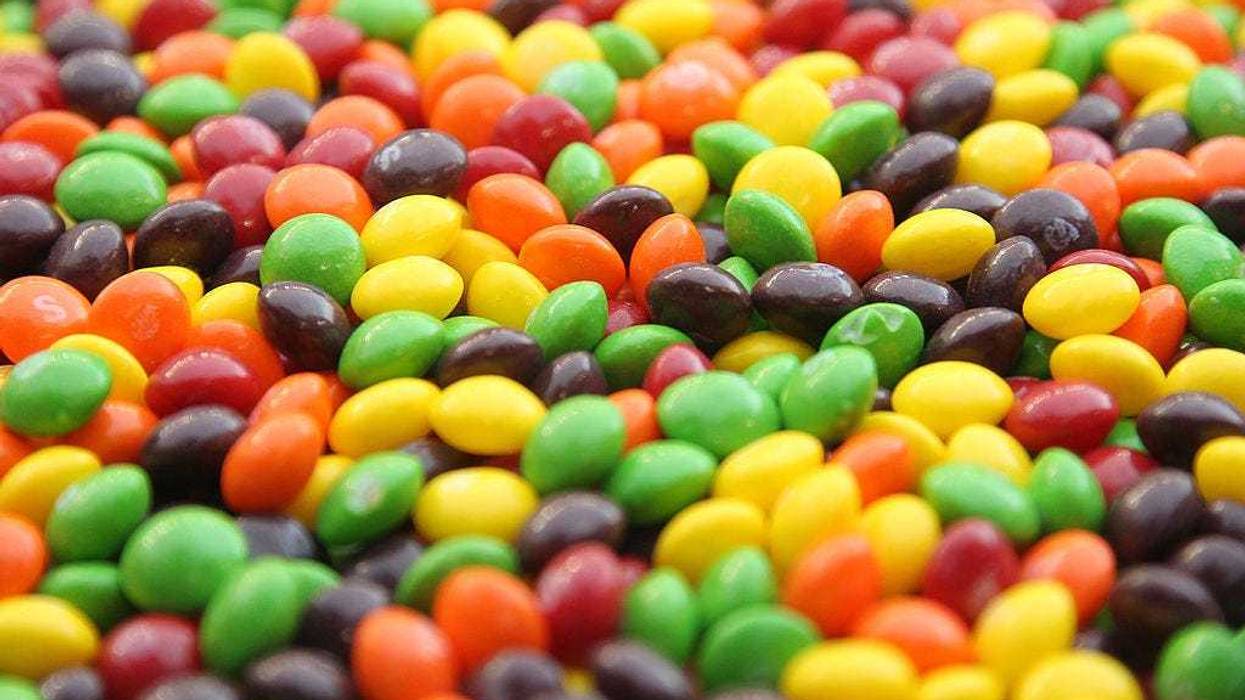 A closeup of a bowl of Skittles which are kept on the sidelines for running back Marshawn Lynch #24 of the Seattle Seahawks during the game against the San Francisco 49ers at CenturyLink Field on December 24, 2011 in Seattle, Washington.