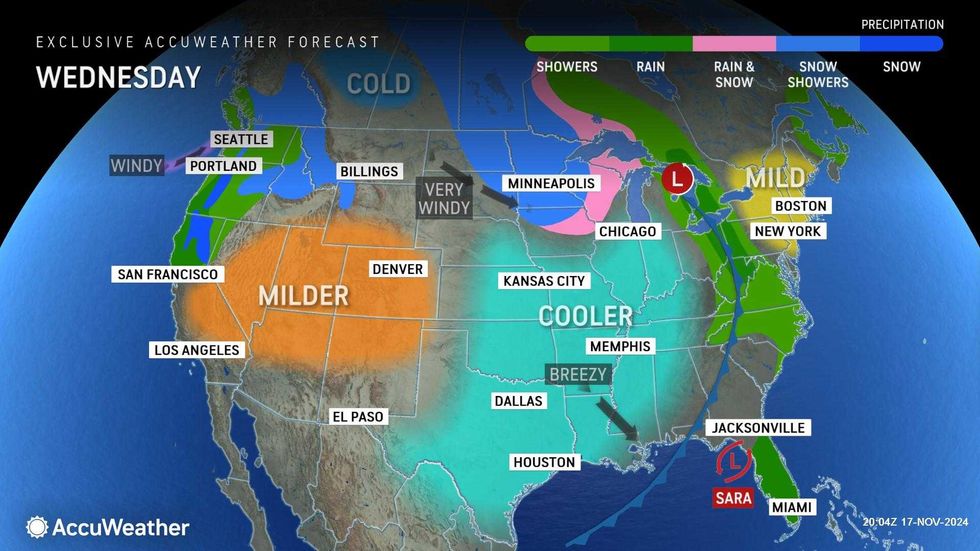 A cold front will move into the Tri-State after a rain system moves through midweek