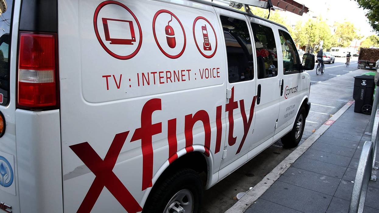 A Comcast service vehicle is seen parked on July 13, 2015 in San Francisco, California.