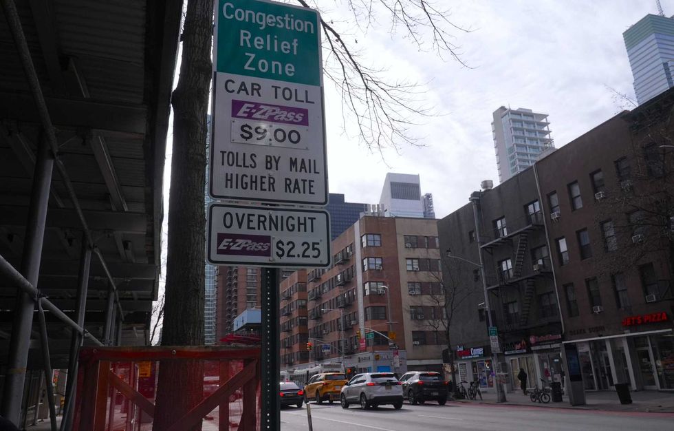 A congestion pricing zone is seen on the Upper East Side on February 19, 2025