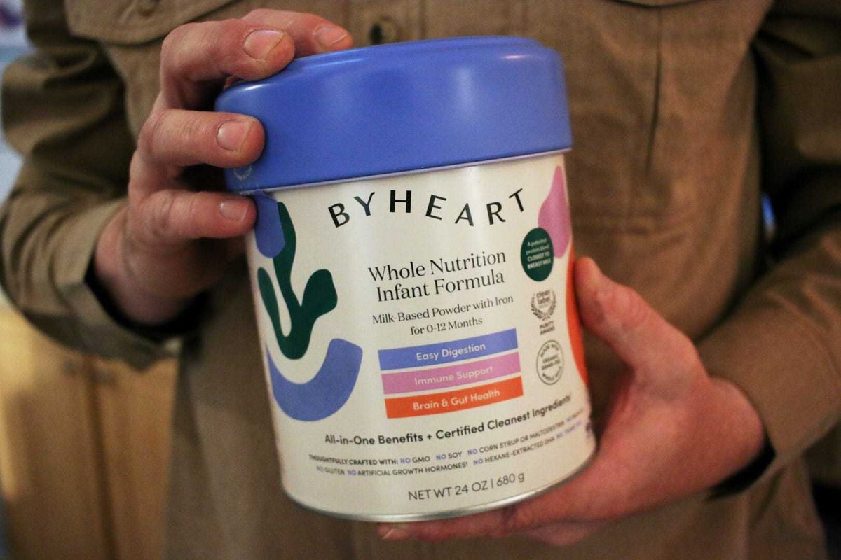 A container of ByHeart baby formula, which was recently recalled, Nov. 12, 2025.
