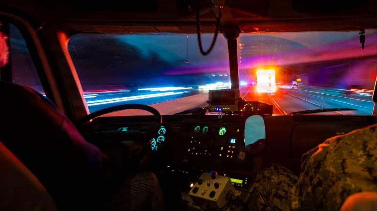 A convoy of patient evacuation vehicles travels to Walter Reed National Military Medical Center in Bethesda, Md., March 6, 2026, during a medevac mission.