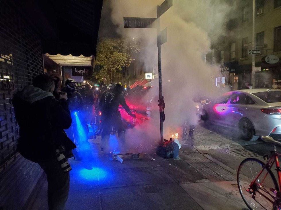 A "Count The Vote" protest turns violent on 7th Avenue in the West Village on Nov. 4, 2020