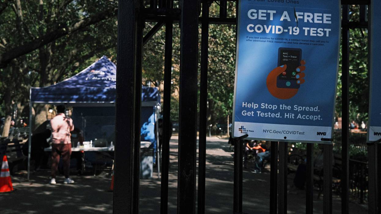 A COVID-19 testing site is set up in the Midwood section of Brooklyn on October 06, 2020 in New York City.